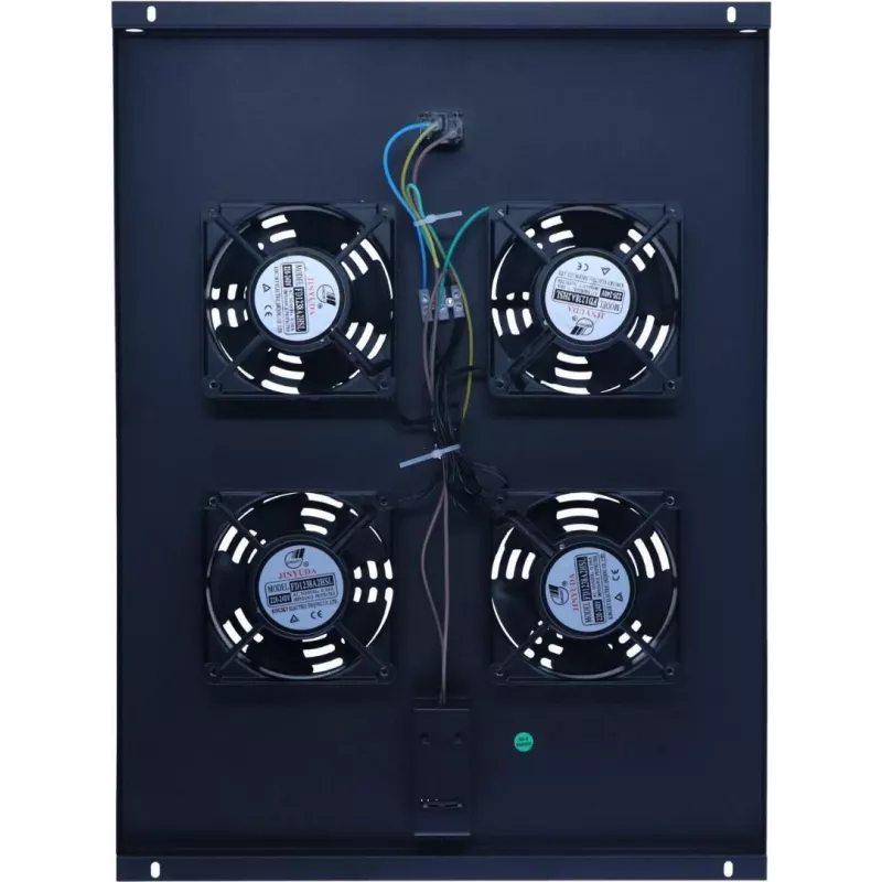 DSIT DS-FT80 4-Lüfter-Server-Rack-Kühleinheit mit Thermostat für 800 mm tiefe Schränke, 1U, 230V, Schwarz