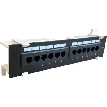 DSIT CAT 6a Wandmontage-Patchpanel, 12-Port UTP, Schwarz