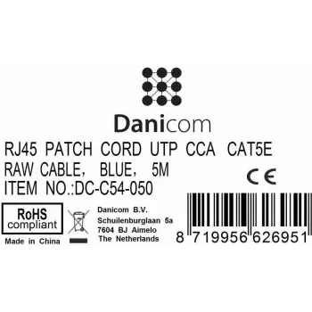 DSIT CAT 5e U/UTP Netzwerk-Patchkabel, 5m, Blau, CCA, RJ45 (DC-C54-050)