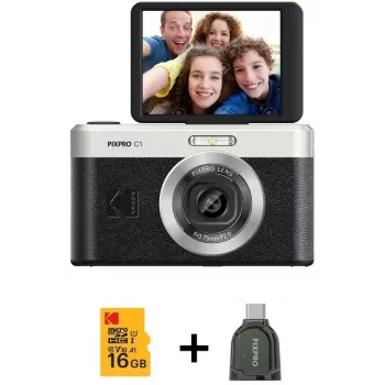 KODAK PixPro C1 Schwarz Kompakte Digitalkamera mit 16GB SDHC-Karte