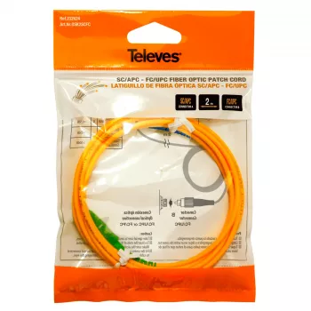 Televes OSK2SCFC 2m SC/APC auf FC/UPC Singlemode Glasfaser-Patchkabel