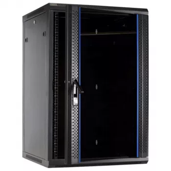 DSIT 27U Wandmontage-Serverschrank mit Glastür, 600x600x1300 mm, Schwarz