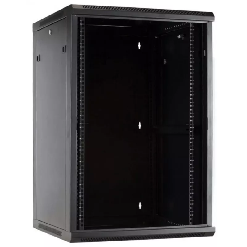 DSIT 27U Wandmontage-Serverschrank mit Glastür, 600x600x1300 mm, Schwarz
