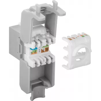 DS-IT CAT6a UTP Keystone Netzwerkdose - werkzeuglos - Grau (DS-KC-UTP6A-TL-2)