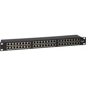 DS-IT CAT6 FTP 48-Port 19 inch 2U geschirmtes Patchpanel, Schwarz
