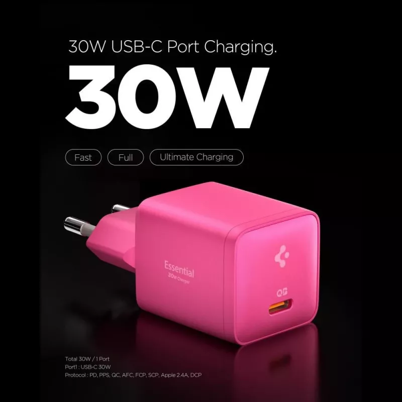 SPIGEN EE301EU-GAN Essential 1-Port-Netzladegerät 30W Pink