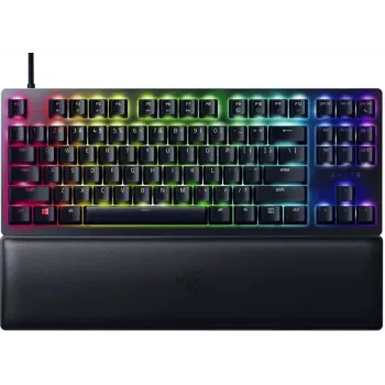 Razer Huntsman V2 Tenkeyless kabelgebundene optische Gaming-Tastatur, Clicky Purple Switches, nordisches Layout, RGB, schwarz (RZ03-03941300-R3N1)