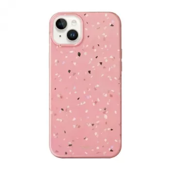 UNIQ Coehl Terrazzo Hülle für iPhone 14 Plus / 15 Plus, Korallenrosa