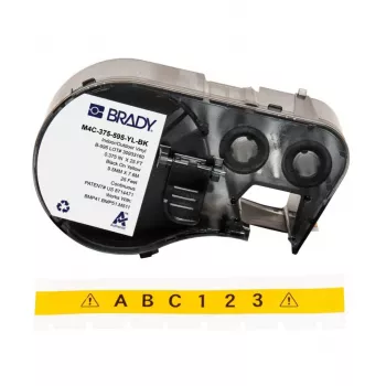 Brady M4C-375-595-YL-BK Selbstlaminierendes Vinyl-Etikett für BMP41/BMP51/BMP53/M511-Drucker, Weiß/Transparent, 25,4 mm x 50,8 mm, 6,4 m Rolle