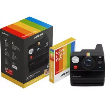 Polaroid Everything Box Now+ Gen 3 Schwarz Sofortbildkamera-Set mit 2x Color 600 Film Doppelpack