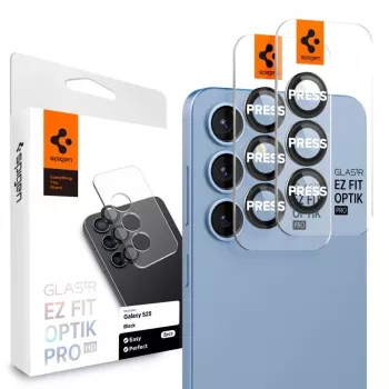 Spigen Optik Pro Glas.tR EZ Fit Kamera-Schutz 2er-Pack für Samsung Galaxy S25 - Schwarz
