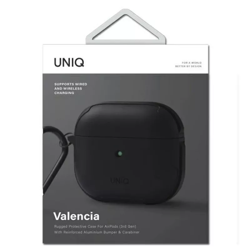 UNIQ Valencia Antimicrobial Hülle für Apple AirPods 3. Generation - Mitternachtsschwarz