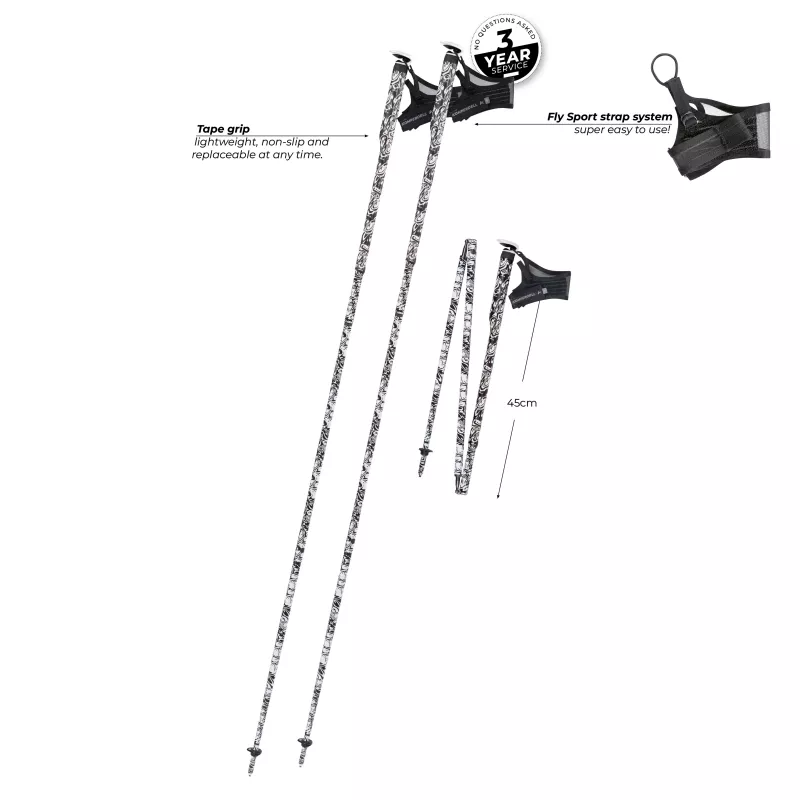 Komperdell FXP Carbon The Erlkonig Laufstöcke 130 cm, Schwarz/Weiß