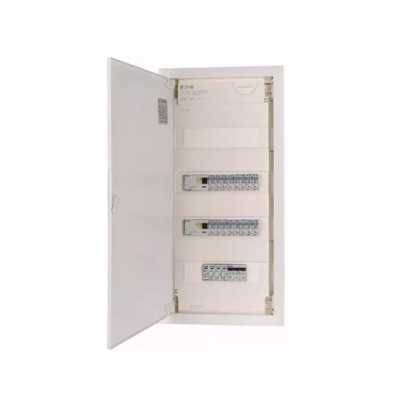 EATON KLV-PW-48-1PXL-1SPD-2PXF-16PLI 4-reihige vorkonfektionierte Verteilerplatte, 48 Module, IP30, Weiß
