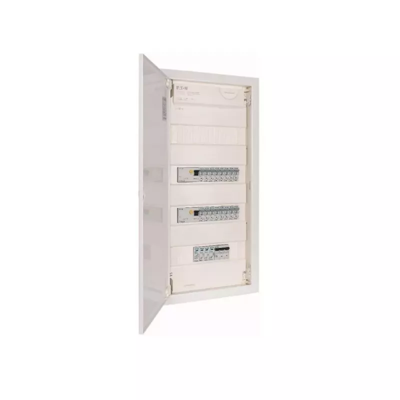 EATON KLV-PW-48-1PXL-1SPD-2PXF-16PLI 4-reihige vorkonfektionierte Verteilerplatte, 48 Module, IP30, Weiß
