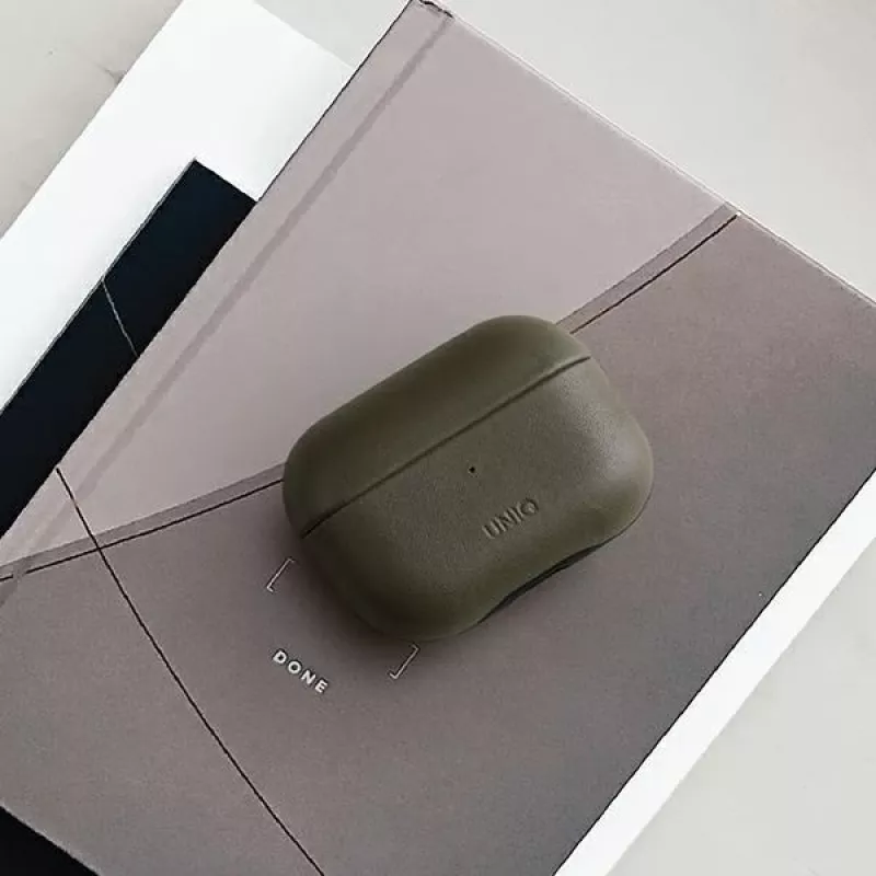 UNIQ Terra Echtleder-Case für Apple AirPods Pro – Olivgrün