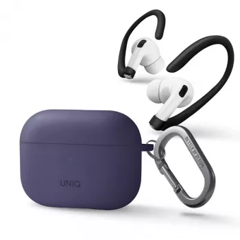 UNIQ Nexo Silikonhülle mit Ohrbügeln für Apple AirPods Pro 2. Generation (2022/2023) - Feigenviolett