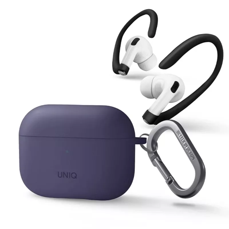 UNIQ Nexo Silikonhülle mit Ohrbügeln für Apple AirPods Pro 2. Generation (2022/2023) - Feigenviolett