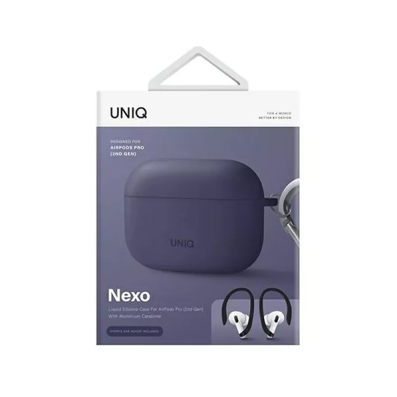 UNIQ Nexo Silikonhülle mit Ohrbügeln für Apple AirPods Pro 2. Generation (2022/2023) - Feigenviolett