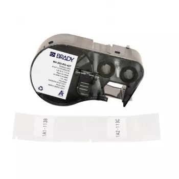 BRADY Rotierende Selbstlaminierende Etikettenkartusche für DYMO XTL – 24mm x 4m, Schwarz auf Weiß/Klar, Industriepolyester