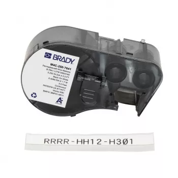 Brady M4C-250-7641 Selbstlaminierende Vinyl-Kabelmarker für BMP51/BMP53, 38,1 mm x 19,05 mm, Weiß/Transparent, 6,4 m Rolle