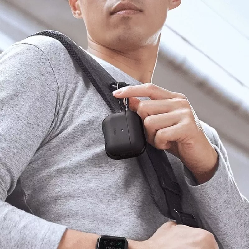 UNIQ Valencia Antibakterielle Hülle für AirPods Pro – Mitternachtsschwarz
