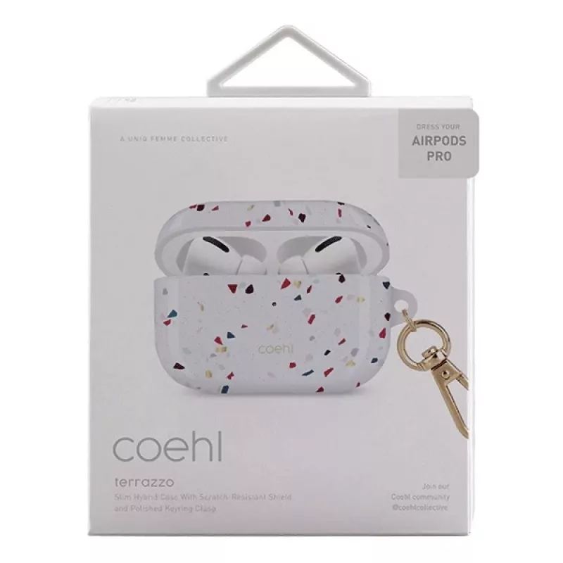 UNIQ Coehl Terrazzo Hülle für Apple AirPods Pro - Naturweiß