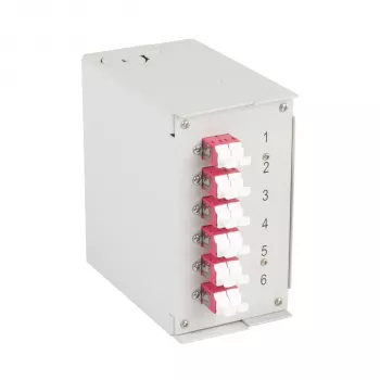 EFB DIN-Schienen-Verteilerbox OM4, 12x LC-Pigtail, 6x LC-Duplex-Kupplung, Lichtgrau