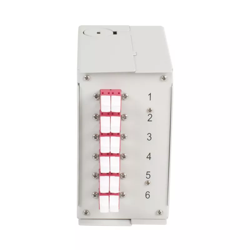 EFB DIN-Schienen-Verteilerbox OM4, 12x LC-Pigtail, 6x LC-Duplex-Kupplung, Lichtgrau