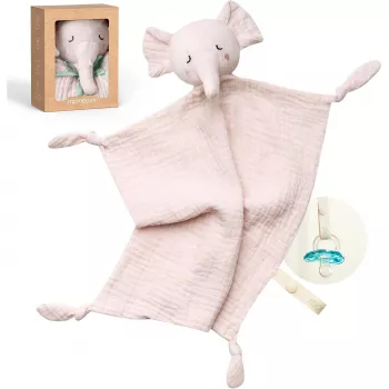 Momcozy Baumwoll-Stofftier Elefant für Babys, Rosa