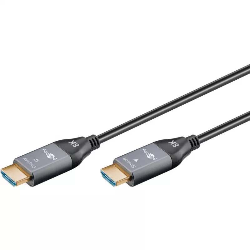 GOOBAY Optical Hybrid Ultra High-Speed HDMI-Kabel (AOC) 8K / 60Hz - 20m, 48 Gbit/s, Schwarz/Grau
