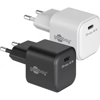 GOOBAY 45 W USB-C PD GaN Nano Schnellladegerät (Schwarz)