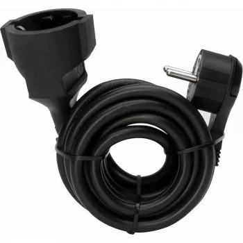 KOPP 143705086 Verlängerungskabel, flacher Schutzkontaktstecker auf Schuko-Kupplung, 5 m, Schwarz