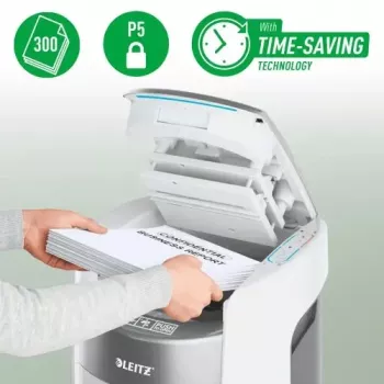 Leitz IQ Optimax AutoFeed 300 Aktenvernichter, P-5, 300 Blatt, 25 L Behälter
