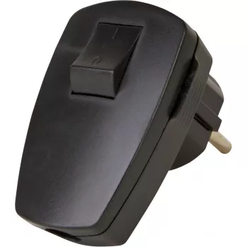 Kopp Kunststoff-Sicherheitsstecker mit Wippschalter, Schwarz, 16 A, 250 V, 3 x 1,5 mm²