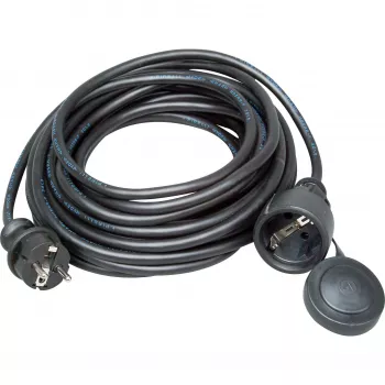 Kopp Gummi-Sicherheitsverlängerungskabel, Schutzkontaktstecker/Kupplung, 10 m, H05RR-F 3G1.5, IP44, Schwarz (147310042)