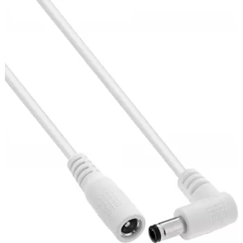 InLine® DC-Verlängerungskabel, Winkelstecker, 5,5 x 2,5 mm, Weiß, 2 m