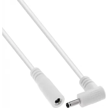 InLine® DC-Verlängerungskabel, Winkelstecker, 3,5 x 1,35 mm, Weiß, 3 m
