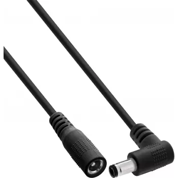InLine® DC-Verlängerungskabel, Winkelstecker, 5,5 x 2,1 mm, Schwarz, 5 m