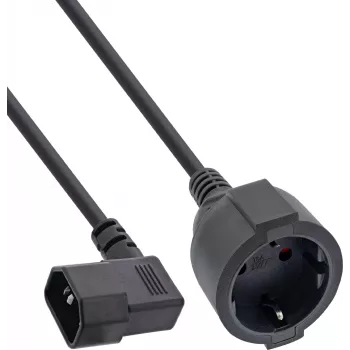 InLine® Netzkabel-Adapter, IEC C14 mit Gewinde auf Schutzkontakt-Steckdose, 1m