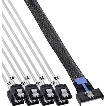 INLINE MCIO x8 Breakout-Kabel auf 8x SATA, 0,5 m