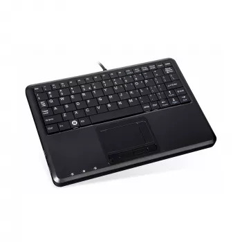 Perixx PERIBOARD-510 H PLUS UK Mini-USB-Tastatur mit Touchpad und 2-Port-USB-Hub, Schwarz
