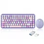 Perixx PERIDUO-713PP DE Kabelloses Mini-Tastatur- und Maus-Set, Retro-Vintage-Design, Lila, deutsches Layout