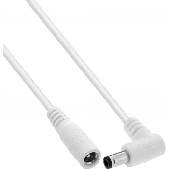 InLine® DC-Verlängerungskabel, Winkelstecker, 5,5 x 2,1 mm, Weiß, 1 m