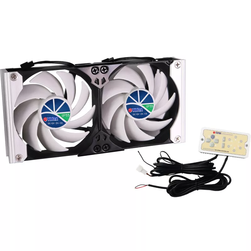 Titan TTC-SC20(A)/V2+ Doppel-Kühlschrank-Lüfter 92x25mm IP55 mit Timer und Gleichrichter