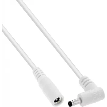 InLine® DC-Verlängerungskabel, Winkelstecker, 4,0 x 1,7 mm, Weiß, 3 m