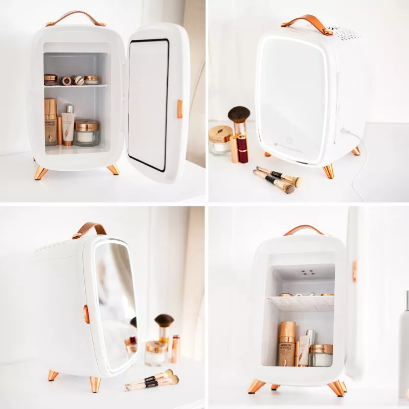 Rio FRBM-EU/1,0 6L Beauty-Skincare-Kühlschrank mit LED-Spiegel Weiß