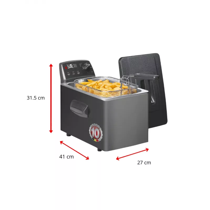 Fritel Turbo SF 4551M Fritteuse 3200 W 4,5 L Edelstahl Schwarz