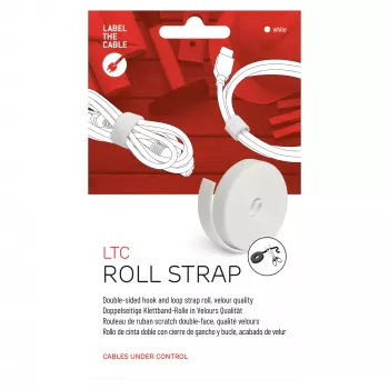 LABEL THE CABLE LTC PRO Rollband, doppelseitige Klettrolle, 25 m weiß