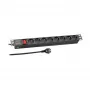 EFB Elektronik 19 inch 1U Rackmount PDU, 8 französische Steckdosen, CEE 7/7 Stecker, 16A, Schwarz